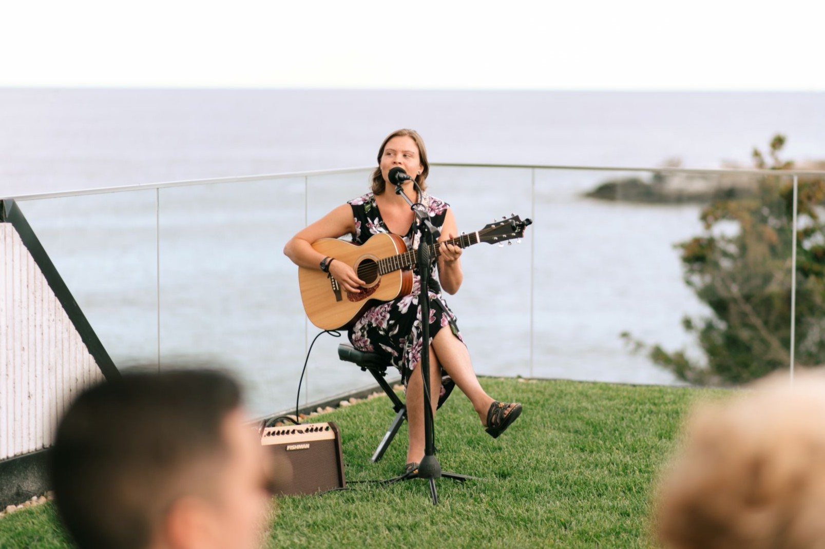 Vanessa Hale performing at an outdoor wedding